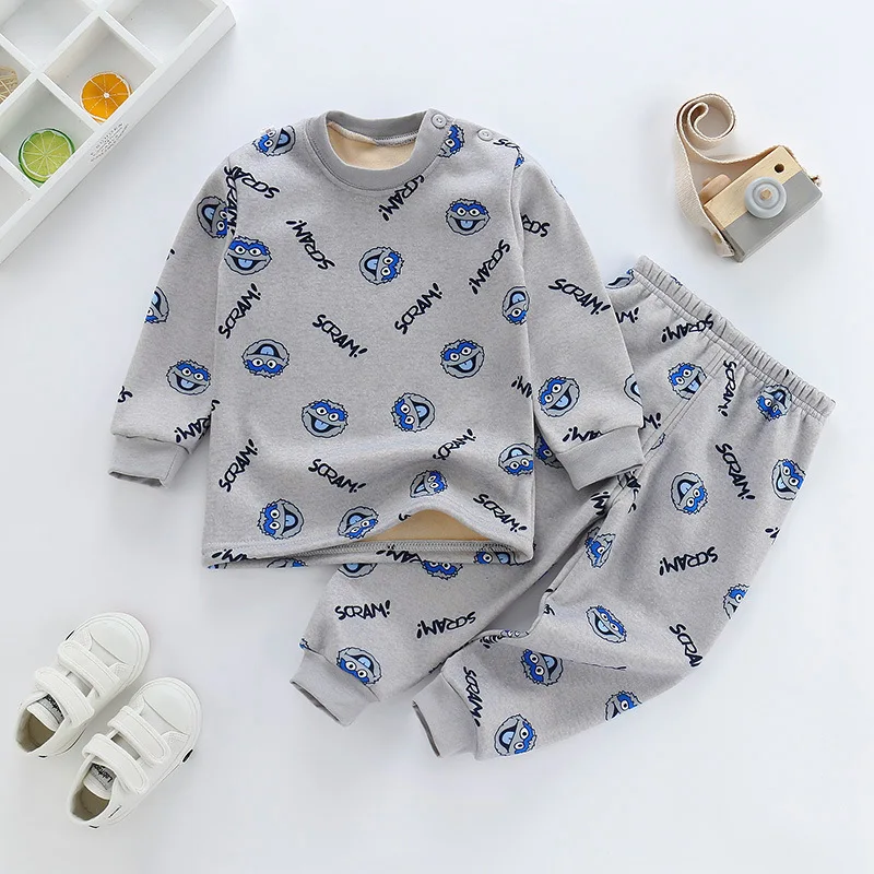 Детская Пижама одежда для мальчиков и девочек утепленный термокомплект