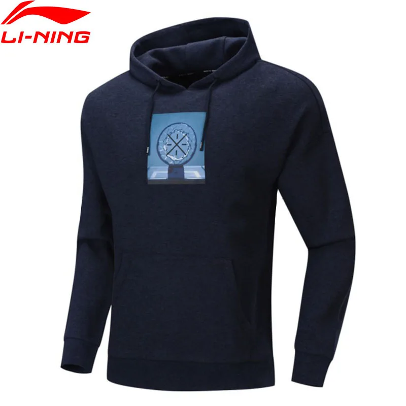 Li-Ning/мужская Трикотажная Толстовка с капюшоном серии Wade Po, зимний теплый спортивный свитер с подкладкой из флиса 72% хлопка 28% полиэстера AWDP583 MWW1617