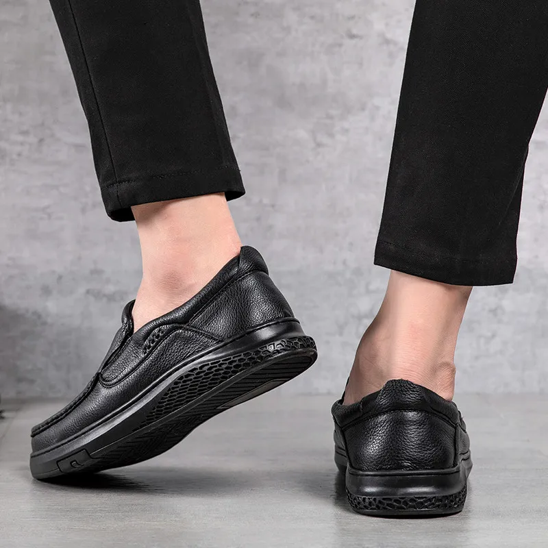 mens dress shoes italian genuine leather luxury brand loafers slip on cow formal moccasins men | Обувь