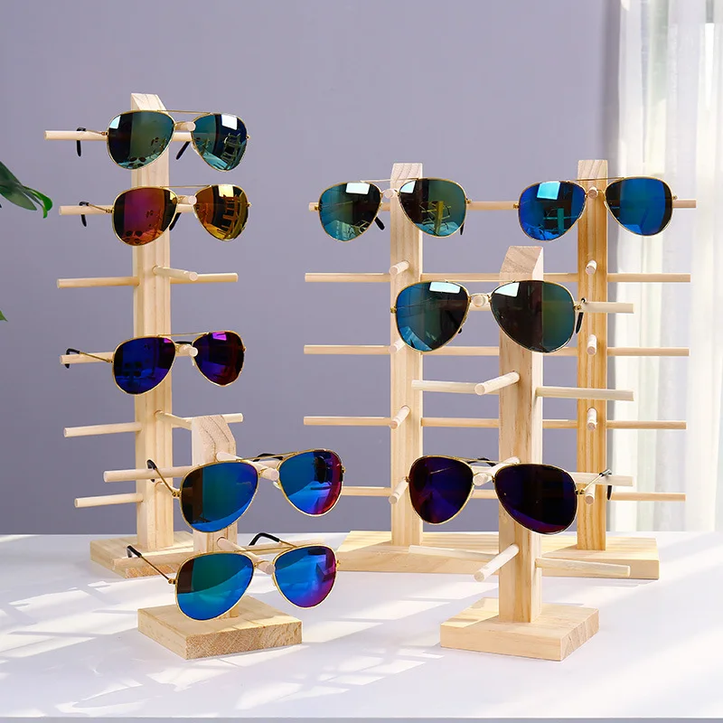 

Sunglasses Wooden Display Stand Organizer Holder Glasses Spectacle Frame Storage DIY Solid Wood Myopia Spectacle Store Decor
