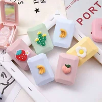 color contact lens cases box with mirror cute girl fruit women mini lovely eyes contact lenses case container box travel kit set