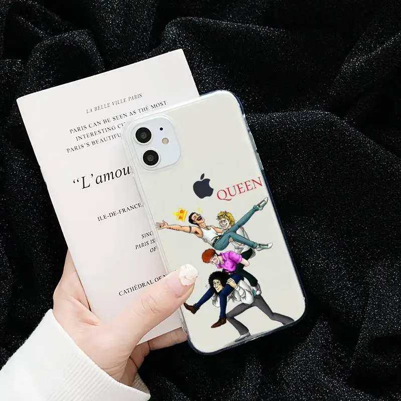

Freddie Mercury Queen Phone Case Transparent for iPhone 6 7 8 11 12 s mini pro X XS XR MAX Plus cover funda shell