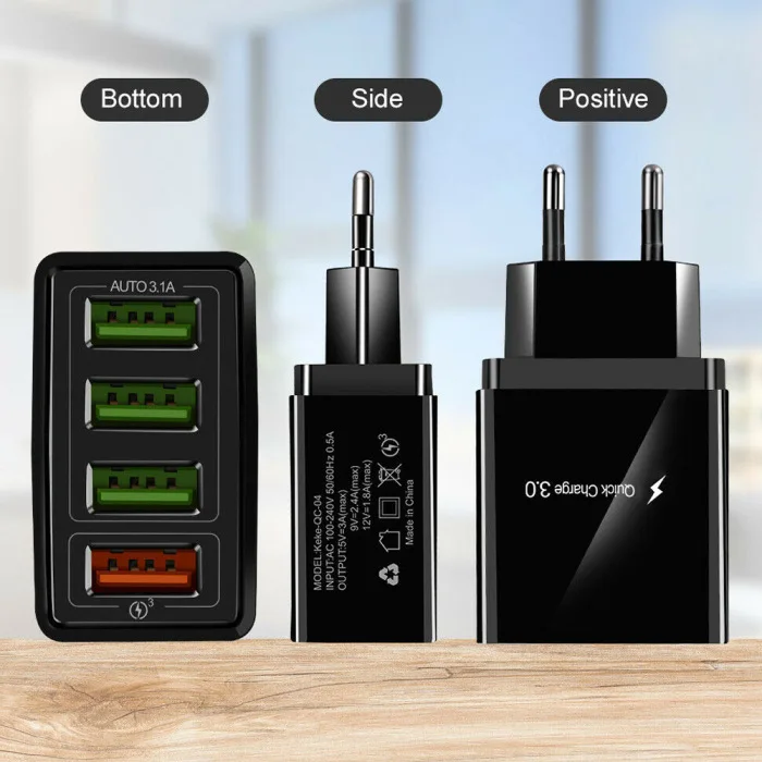QC3.0 быстрое зарядное устройство 4 usb порта концентратор настенное зарядное устройство адаптер питания JR предложения
