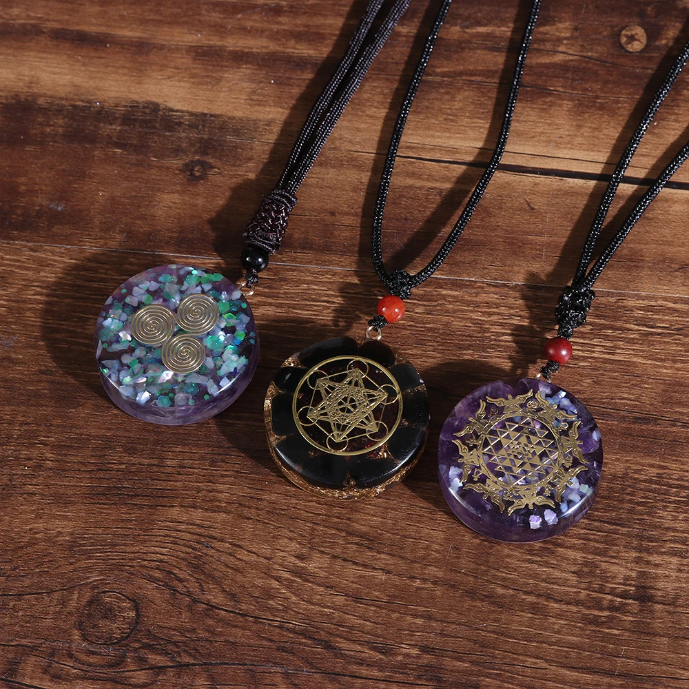 Ожерелье с подвеской из оргонита кулон натурального кристалла Квантовая