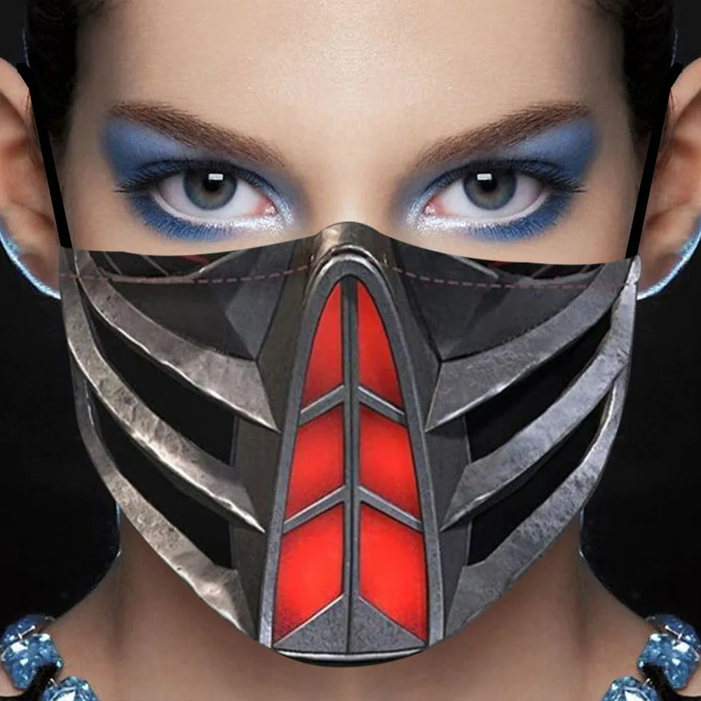 Маска для косплея Mortal Kombat женщин и мужчин многоразовая дышащая Пылезащитная