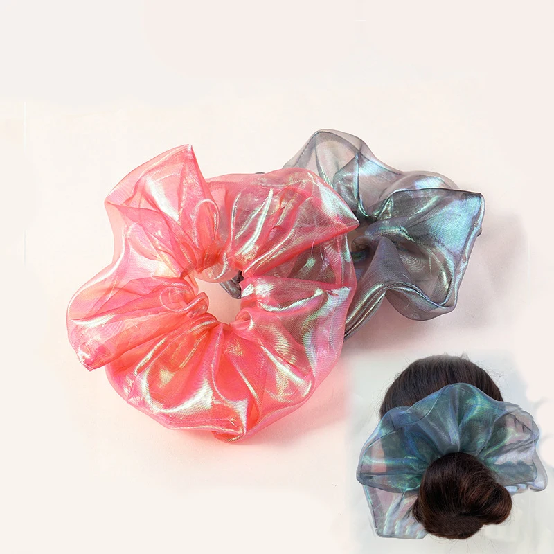 1 шт. блестящая резинка для волос из органзы эластичная блестящий конский хвост
