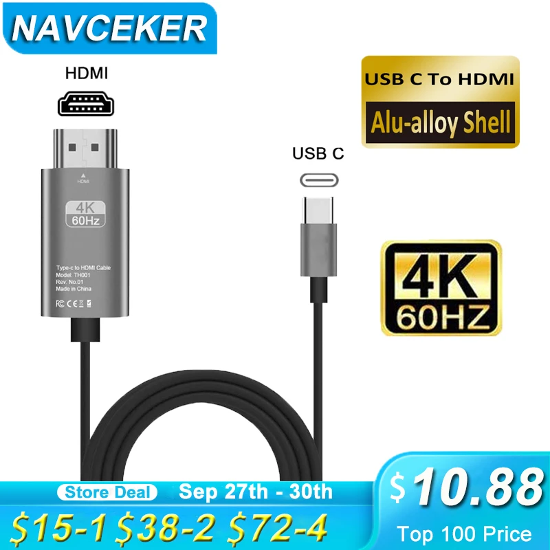2022 Best USB C 3.1 to HDMI 4K Adapter Cables Type C to HDMI Cable for MacBook Samsung Galaxy S9/S8/Note 9 Huawei USB-C HDMI