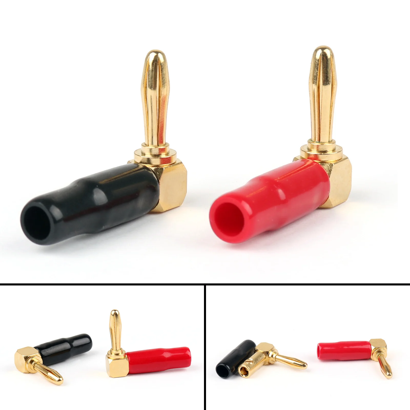 

Artudatech 20PCS Right Angle Banana Plug Speaker Cable Connector Screw Type Free Solder Jack Parts