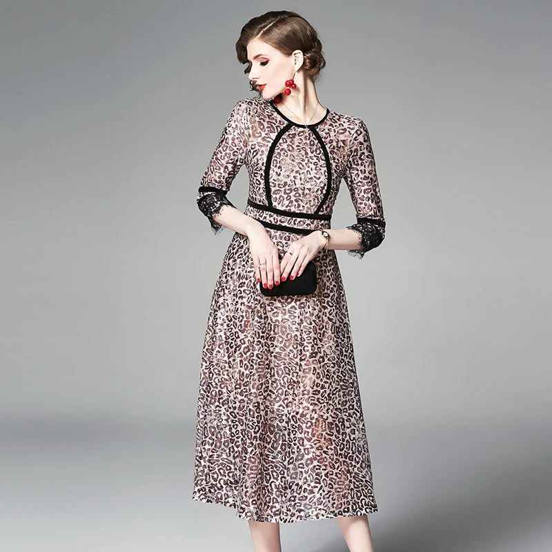 Элегантное платье TAOYIAZHUI в английском стиле с круглым вырезом рукавами три