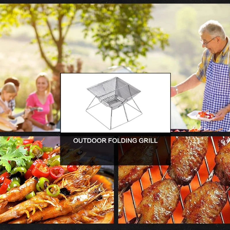 

55KF Portable Foldable Camping Barbecue Grill Lightweight BBQ Tool Kits for Outdoor Cooking Camping Hiking Picnics Backpacking