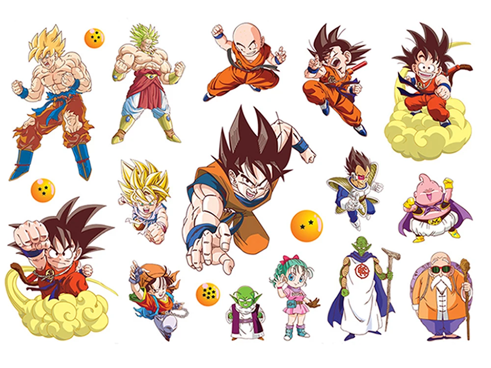 

Anime Dragon Ball Tattoo Stickers Monkey King Vegeta 1Set Action Man Cartoon Stickerss Girl Boy Toy Child Birthday Gift