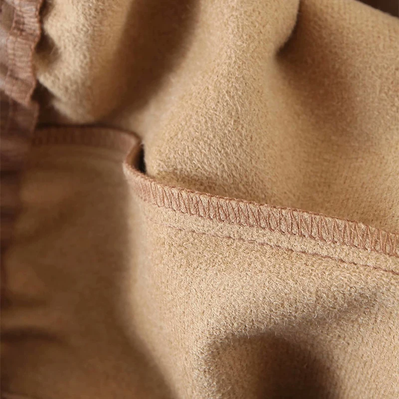 

Drawstring Women High Waist Straight Leather pants Keep warm Casual streetwear new Autumn Winter PU inside of cotton