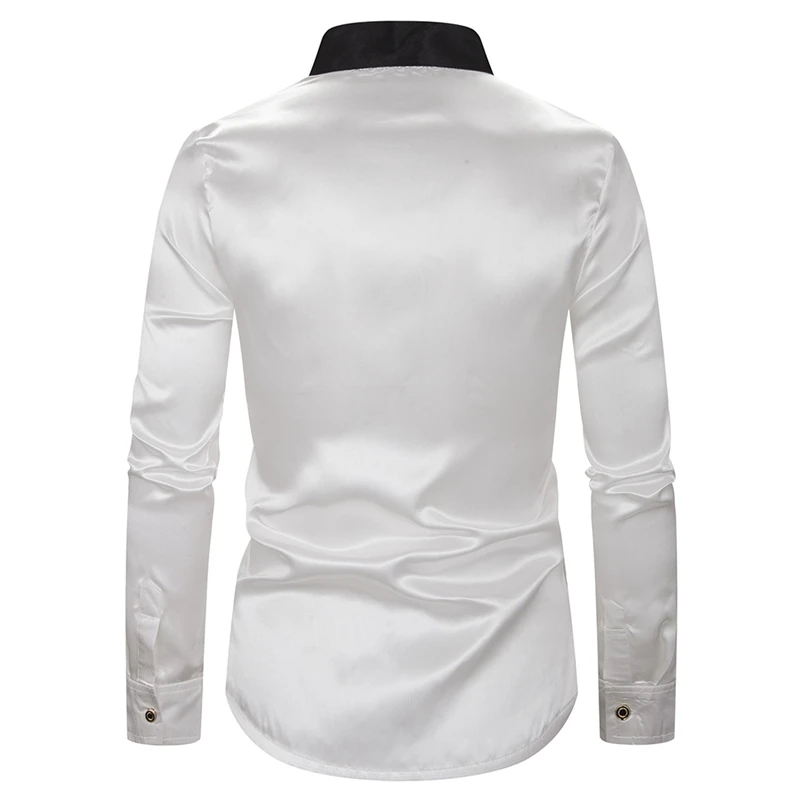 CYSINCOS новая мужская роскошная рубашка с завязками и длинным рукавом шелковая