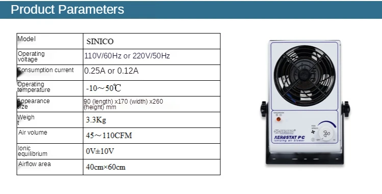 Антистатический ионный вентилятор 110 В/60 Гц или 220 В/50 настольные ионизаторы