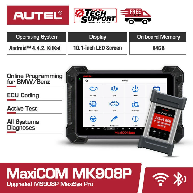 AUTEL MaxiCOM MK908P OBD2 автоматический диагностический инструмент программирования ECU OBDII