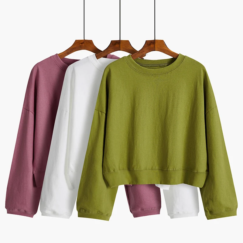 Толстовка женская с круглым вырезом и длинным рукавом 9 цветов | Женская одежда