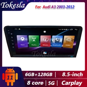 tokesla car radio for audi a3 2 din android 11 stereo receiver dvd central multimedia player gps navigation screen 5g 2003 2012 free global shipping
