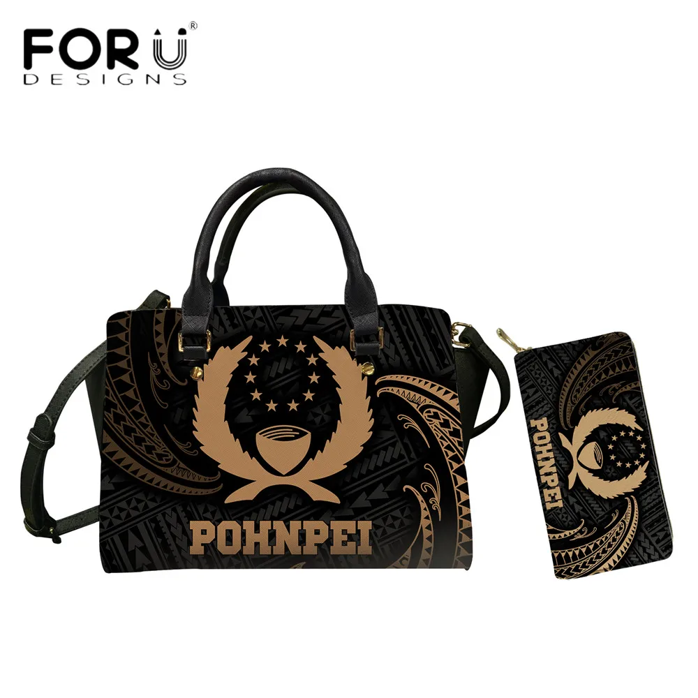 

FORUDESIGNS Pohnpei Tribal Polynesian Wave 3D Printing Pu Women Top-Handle Bags Luxury Designer Totes Handbag Casual Purse Bolsa