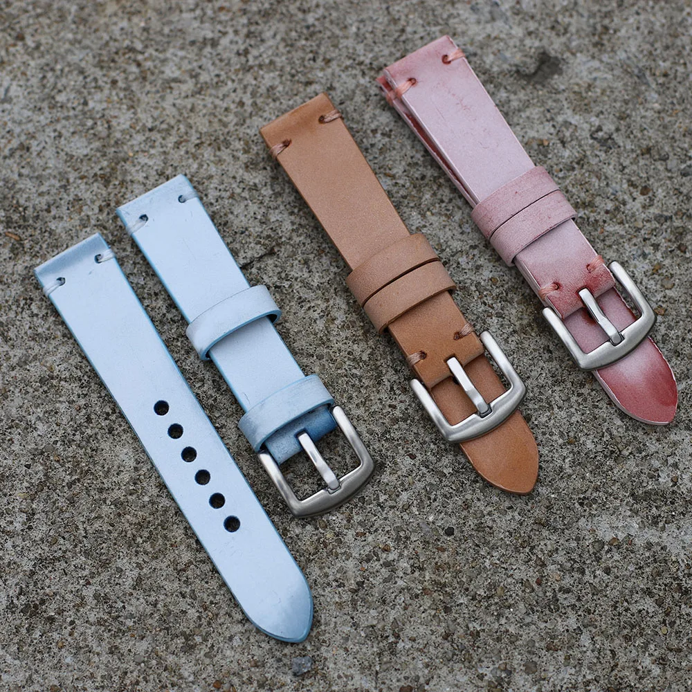

Suede Leather Watch Band Strap 20mm 22mm Handmade Wristband Bracelet Watchband Stainless Steel Silver Buckle Thickness 4mm