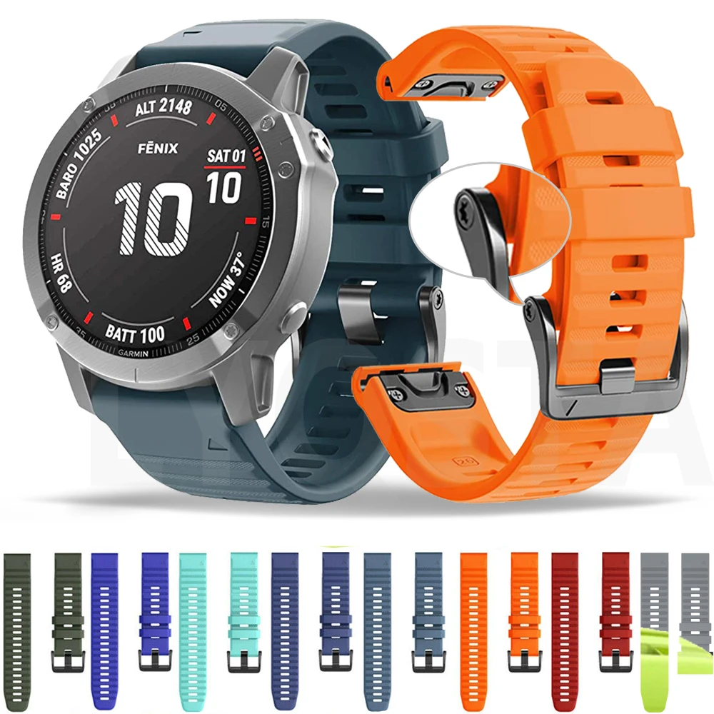 

Ремешок силиконовый для наручных часов Garmin Fenix 7 7X 5 5S 5X Plus 6X 6 Pro 3HR 935