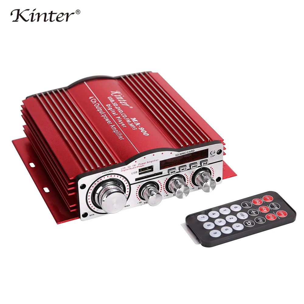 Kinter MA-900 Bluetooth усилитель аудио 4 канала Стерео Усилители звука с поддержкой USB, SD карт памяти, MP3 FM радио поставить DC12V 5A Мощность адаптер - Цвет: Without BT