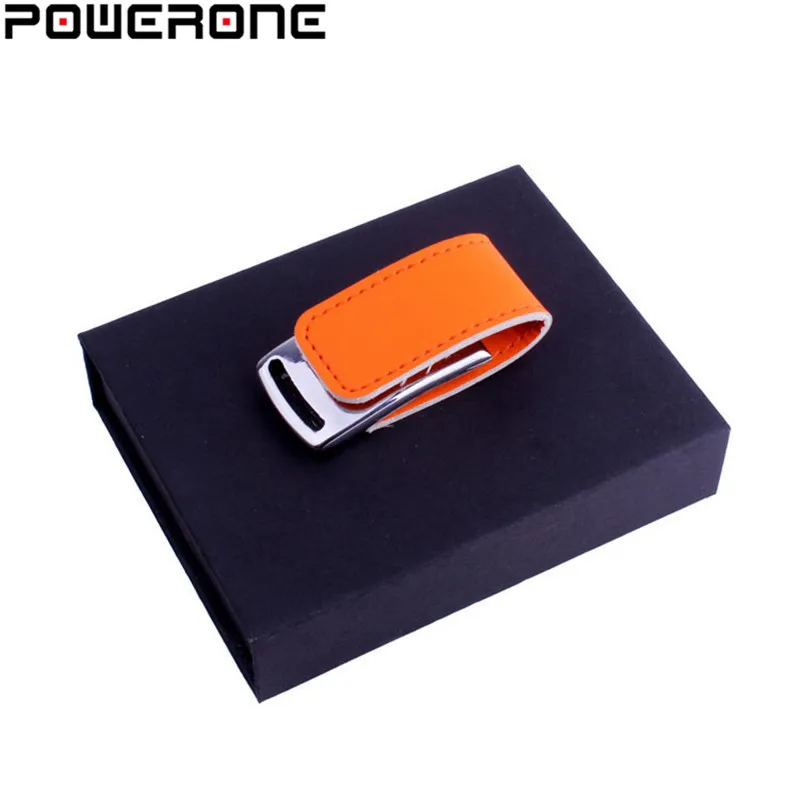 POWERONE кожаный брелок флешка с коробкой USB флеш накопитель 4 ГБ 16 32 64 модная карта