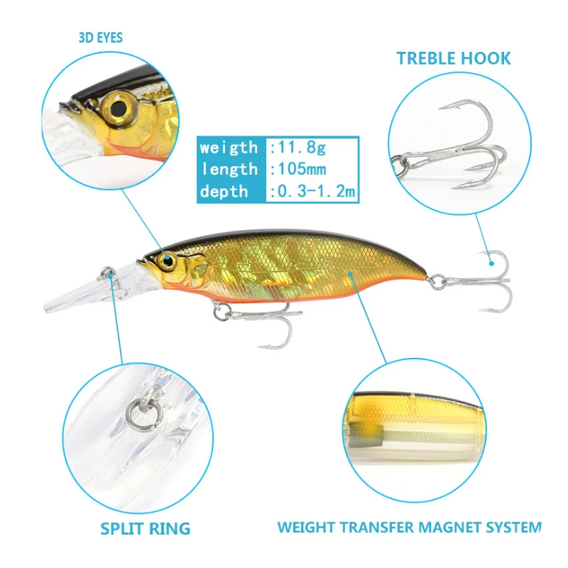 Жесткая рыболовная приманка 1 шт. плавающий воблер в виде гольяна с длинным
