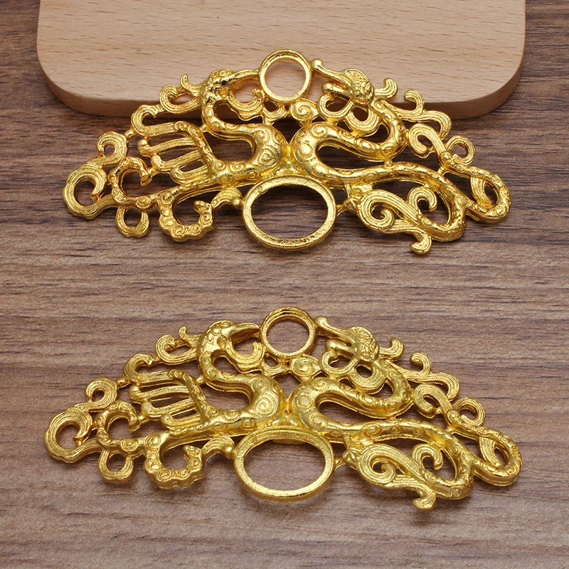 10 шт. сплав цинка металл литые древние двойные драконы открытая спина камея