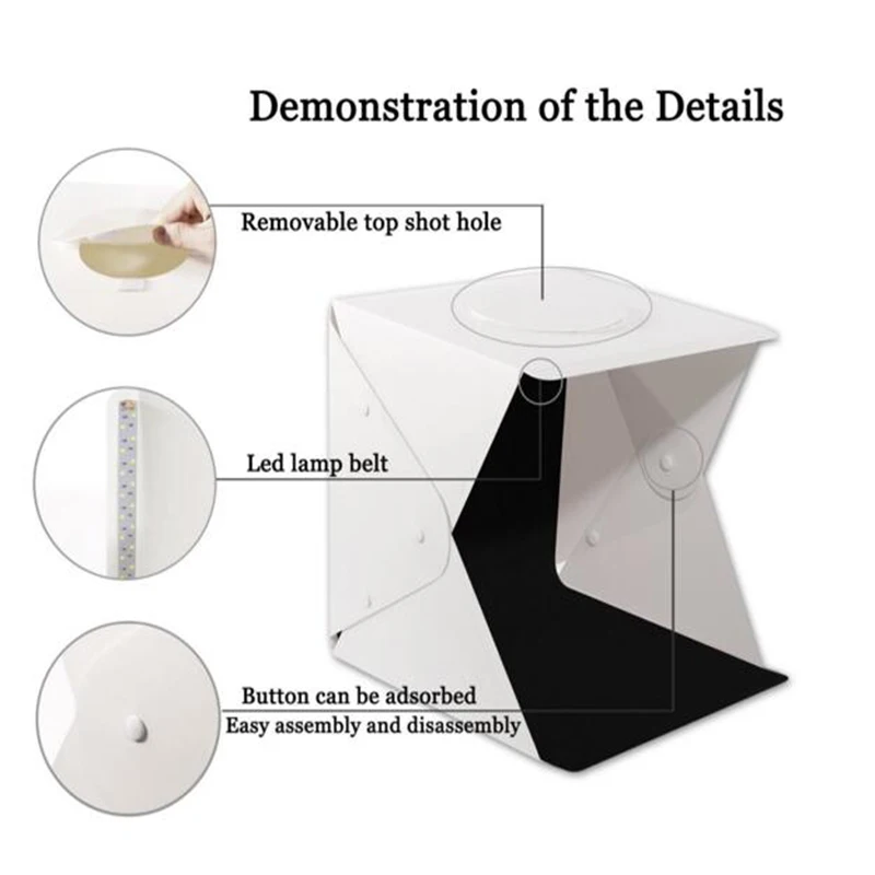 23 см мини складной светодиодный фотобокс для студии Фотография Видео Настольный