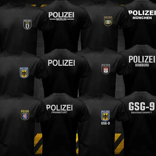 

Новая Германия города Берлине специальный политики силы Bundespolizei GSG-9 Мужская футболка с коротким рукавом Повседневная одежда с О-образным вы...