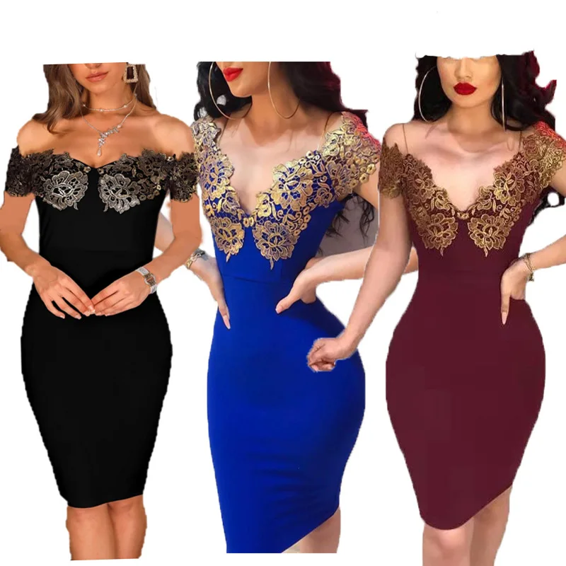 

Женское вечернее платье, элегантное вечернее мини-платье с V-образным вырезом, Кружевное облегающее мини-платье