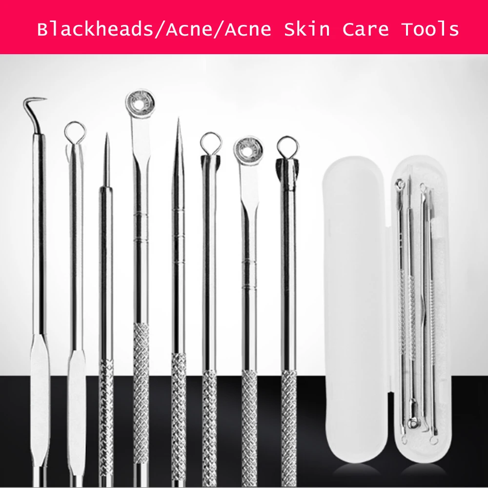 4 шт. экстрактор угрей прыщи инструмент для удаления ложка лица набор игл черные