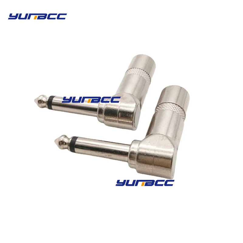 

3 Pcs 6.35mm Right Angle Mono Guitar Plug 90 Degree Elbow 6.5 Large Two-Core Audio Microphone Power Amplifier Connector