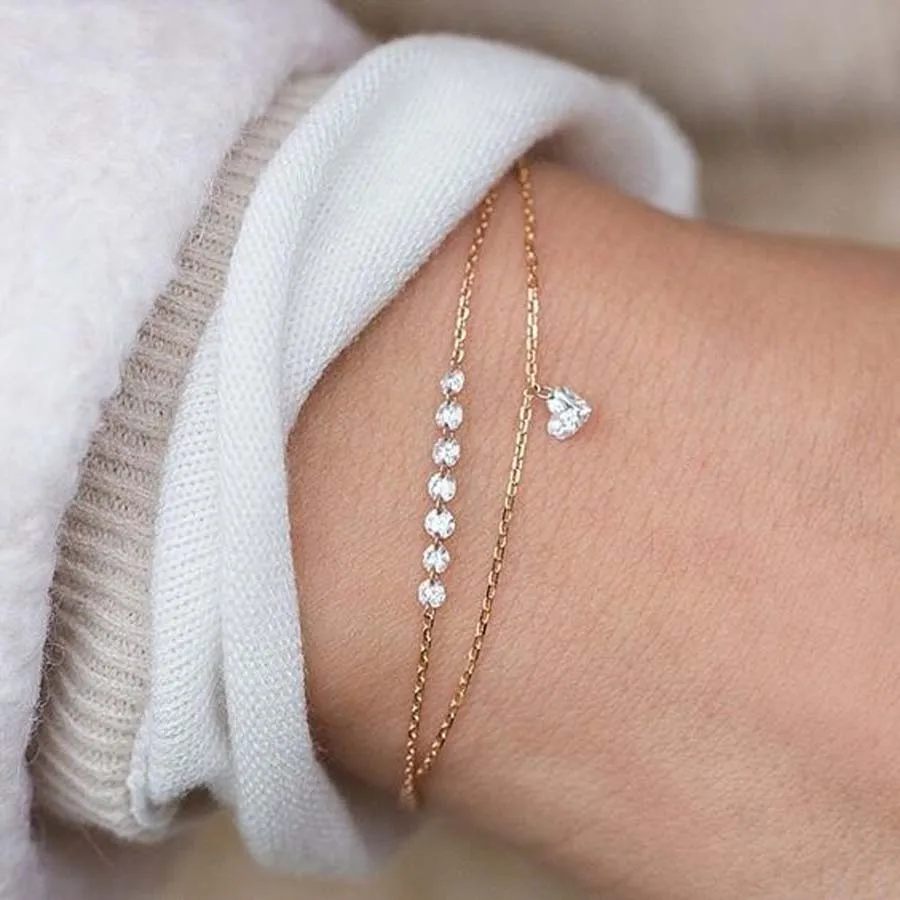 Модные ювелирные изделия Pulseras Mujer Moda 2020 Золотая цепочка сердце Хрустальный