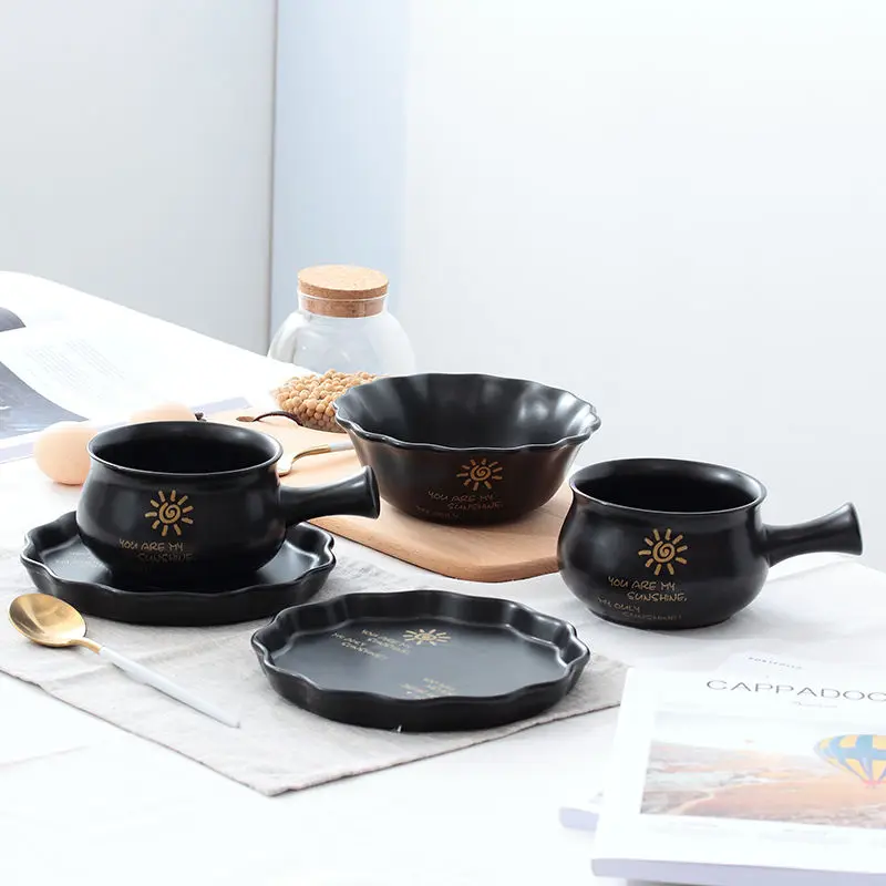 Wave Point Bowl Set Ceramic Dishes Cutlery Cute Breakfast Plate Cereal Small Glass Candy | Дом и сад