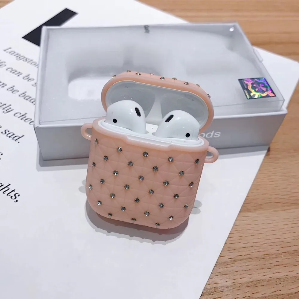 Блестящий силиконовый чехол airpods с цепочкой для Apple airpods, защитный чехол, аксессуары для кожи, чехол для беспроводных наушников
