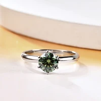 gems ballet 925 sterling silver green moissanite ring for women fine jewelry round cut 1ct anniversary wedding engagement bride