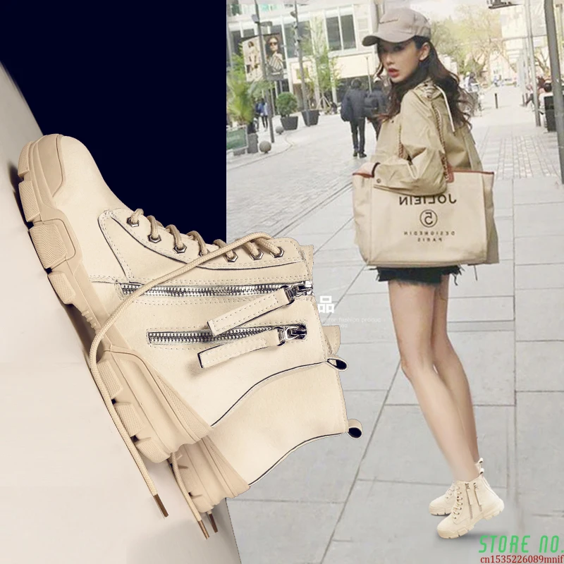 Осенние Замшевые женские Ботинки Martin дышащая женская обувь с высоким берцем