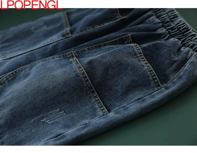 

2021 Sping Autumn New Loose Jeans Women Denim Casual Cross Pants Female Vintage Harem Pants Ankle-Length Bloomers