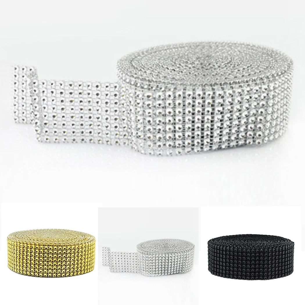 

Mesh DIY Diamond Mesh Rhinestone Ribbon Bling Wrap Roll Craft Acrylic 9M