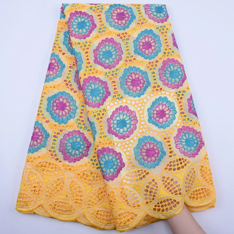 

Best Selling Soft voile Women Dress Swiss Dry Voile High Quality Embroidered add stone lace Fabric for African lace