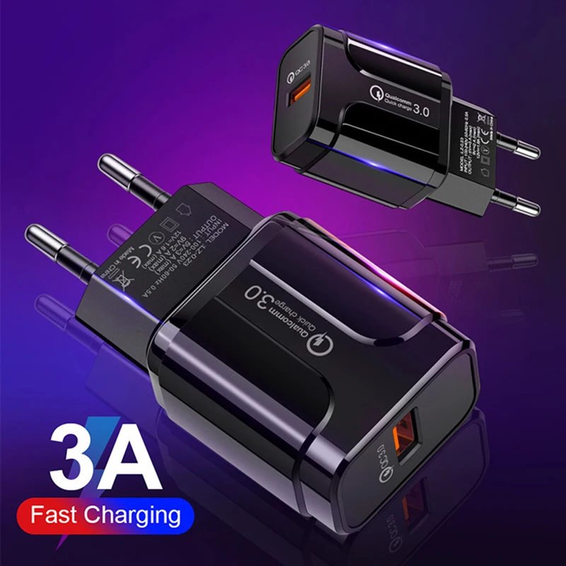 QC 3 0 USB зарядное устройство с одним портом Быстрая зарядка мобильный телефон для