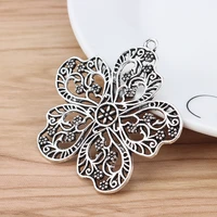 5 pieces tibetan silver hollow flower charms pendants for necklace jewellery making accessories 55x53mm