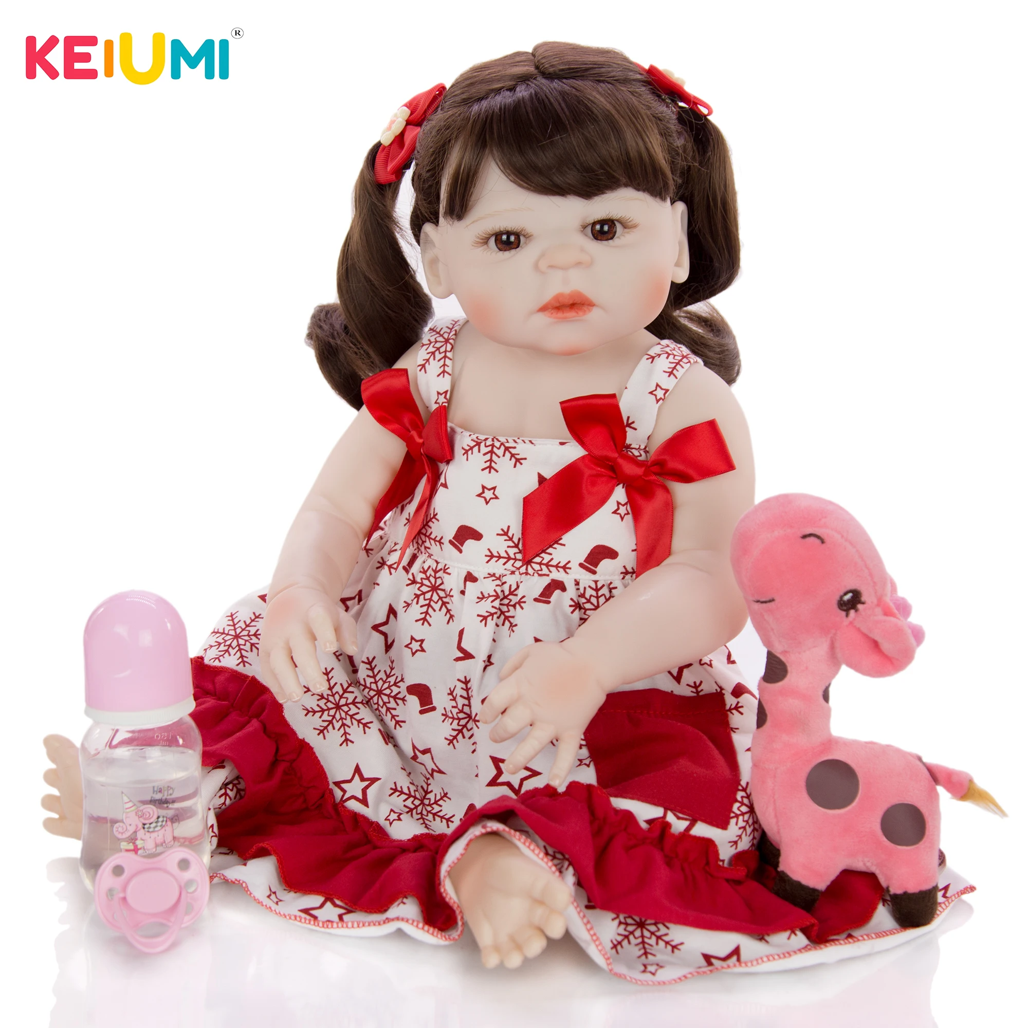 KEIUMI милый 23 &quot57 см новый стиль длинные локоны Reborn Baby силиконовая кукла Полный