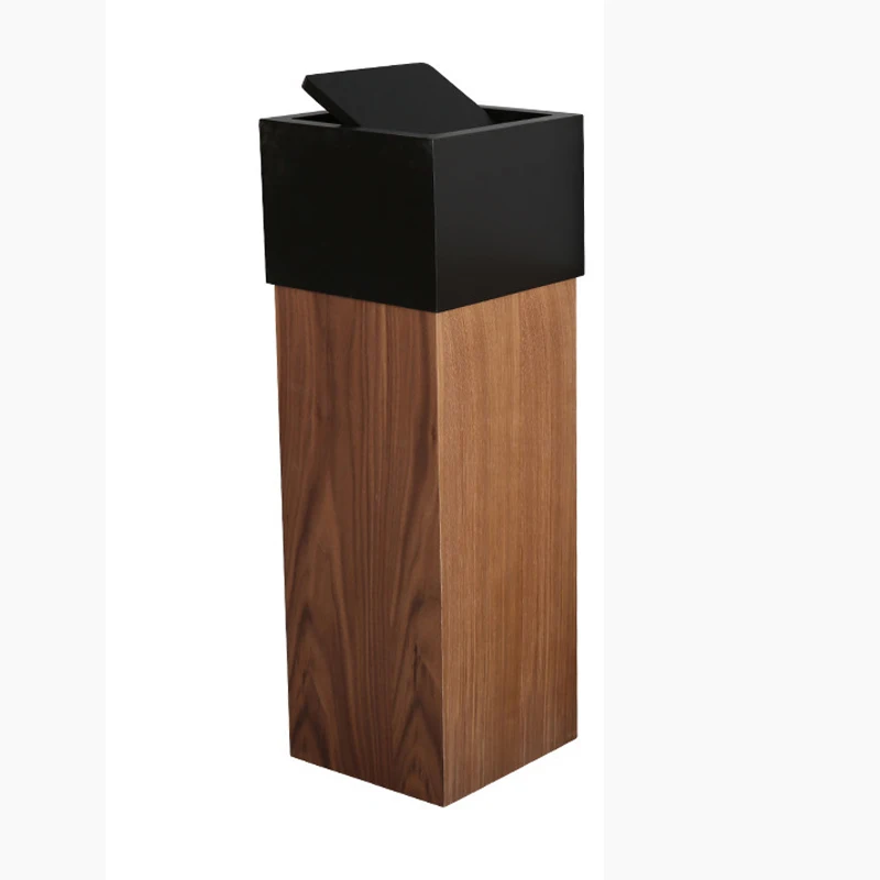 walnut veneer Minshku мусорное ведро для гостиной, спальни, офиса, корзина для мусора, деревянная корзина для мусора - Цвет: walnut veneer