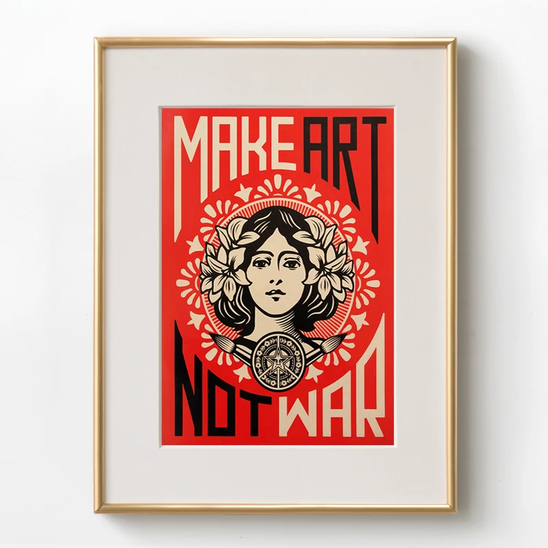 Картина на холсте Make Art Not War Pop винтажная Настенная картина Шепарда Fairey Постер для