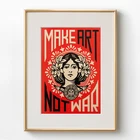 Картина на холсте Make Art Not War Pop, винтажная Настенная картина Шепарда Fairey, Постер для украшения гостиной, спальни