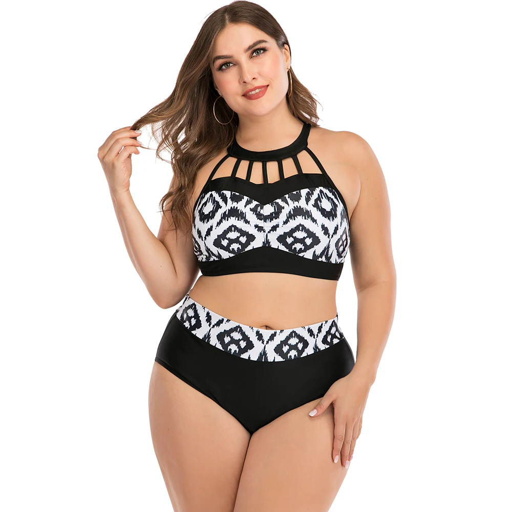Lunamy Вязаный топ с высоким горлом бикини набор для женщин плюс размер купальник