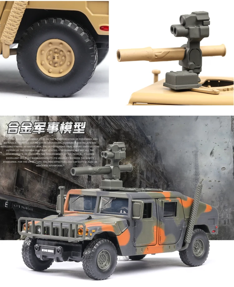 1:32 Hummer M1046 военный автомобиль модель усовершенствованная, от взрыва, бронетранспортер со звуком светильник сплав игрушечный автомобиль модель литая игрушечная машинка