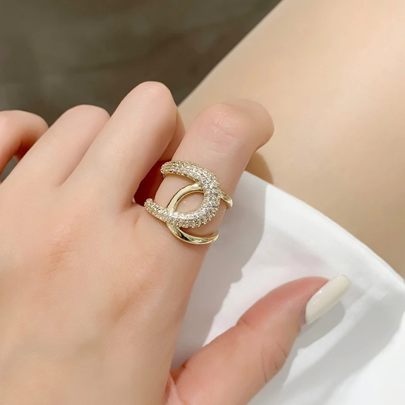 

2021 Trendy Unique Chain shape Rings For Women Gold color Lovely Fashion Jewelry Wedding Ring Fashionable Knuckle Tail Ring